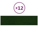 vidaXL Panneaux muraux 12 Pièces Vert foncé 60x15 cm Velours 1 08 m²