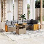 vidaXL Salon de jardin avec coussins 7 Pièces beige résine tressée
