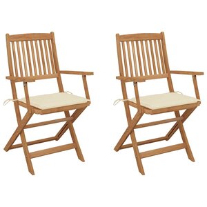 vidaXL Chaises pliables de jardin lot de 2 avec coussins Bois d'acacia