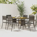 vidaXL Mobilier à dîner d'extérieur 7 Pièces Résine tressée Gris