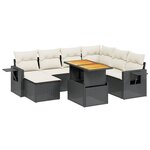 vidaXL Salon de jardin 8 Pièces avec coussins noir résine tressée