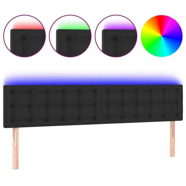 vidaXL Tête de lit à LED Noir 180x5x78/88 cm Similicuir