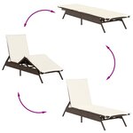 vidaXL Chaise longue avec coussin marron résine tressée