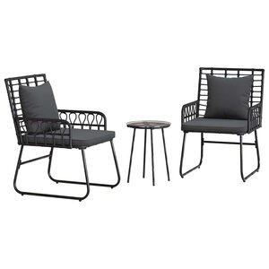 vidaXL Ensemble de salle à manger pour jardin 3 Pièces Noir et anthracite