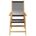 vidaXL Chaises inclinables de jardin lot de 8 noir bois massif acacia