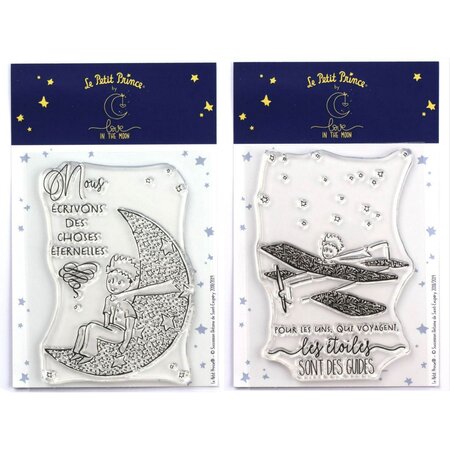 2 Tampons transparents Le Petit Prince Avion et Lune