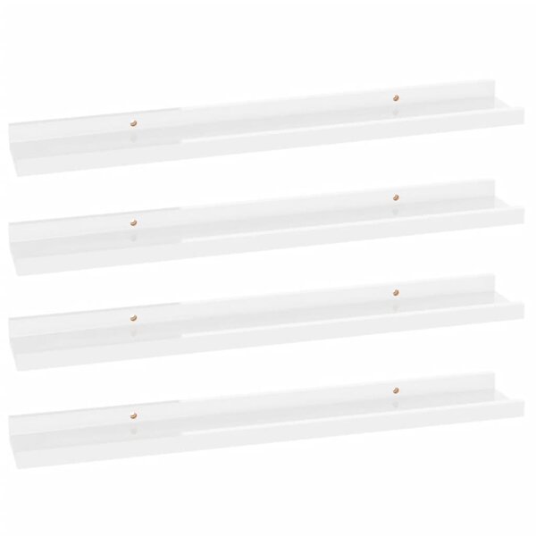 vidaXL Étagères murales 4 Pièces Blanc brillant 60x9x3 cm
