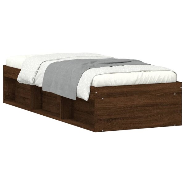 vidaXL Cadre de lit chêne marron 75x190 cm petit simple