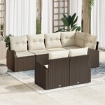 Ensemble de Canapé de Jardin 7 pièces avec Coussins Marron en Rattan Poly vidaXL