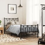 vidaXL Cadre de lit métal sans matelas avec pied de lit noir 75x190 cm