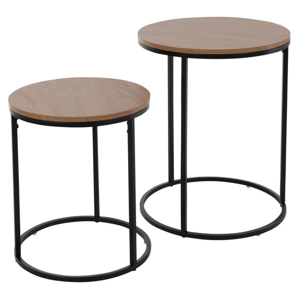 H&S Collection Ensemble de tables d'appoint dessus en bois 2 Pièces