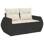 vidaXL Salon de jardin 5 Pièces avec coussins noir résine tressée