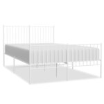 vidaXL Cadre de lit métal avec tête de lit/pied de lit blanc 140x190cm
