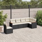 vidaXL Salon de jardin 6 Pièces avec coussins noir résine tressée