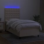 vidaXL Sommier à lattes de lit et matelas et LED Crème 90x200 cm Tissu