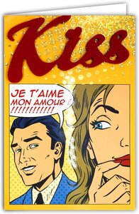 Carte Je t'aime Saint Valentin 14 février Amour I Love you + Enveloppe 12x17 5cm