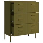 vidaXL Armoire à tiroirs Vert olive 80x35x101 5 cm Acier
