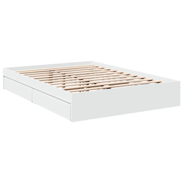 vidaXL Cadre de lit avec tiroirs blanc 140x190cm bois d'ingénierie
