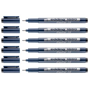 Feutre Fin de Précision 1880 Pointe Calibrée Noir (0.8) 0 8 mm x 6 EDDING
