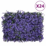  vidaXL Clôture à feuilles artificielles 24 Pièces violet 40x60 cm