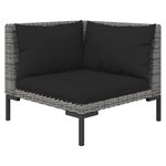 vidaXL Salon de jardin 3 Pièces Gris foncé Résine tressée demi-ronde