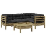 vidaXL Salon de jardin 5 Pièces avec coussins bois de pin imprégné