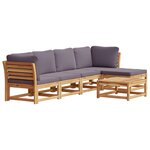 vidaXL Salon de jardin 6 Pièces avec coussins bois d'acacia solide