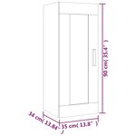 vidaXL Armoire murale Gris béton 35x34x90 cm Bois d'ingénierie