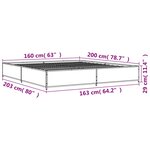 vidaXL Cadre de lit chêne sonoma 160x200 cm bois d'ingénierie et métal