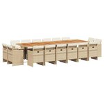 vidaXL Ensemble à manger de jardin et coussins 17 Pièces beige