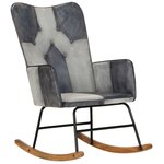 vidaXL Chaise à bascule Gris Cuir véritable et toile