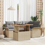 vidaXL Ensemble de Salle à Manger de Jardin 5 Pièces avec Coussins Beige Rotin Acacia