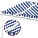 vidaXL Auvent manuel rétractable avec LED 400x350 cm Bleu et blanc
