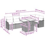 Ensemble de canapé de jardin vidaXL 7 pièces avec coussins Gris clair Poly Rotin