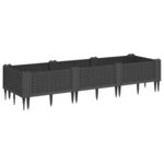 vidaXL Jardinière avec piquets noir 125x40x28 5 cm PP
