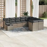 vidaXL Salon de jardin avec coussins 10 Pièces gris résine tressée