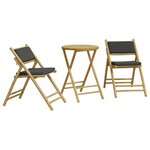 vidaXL Ensemble de bistro pliante 3 Pièces et coussins gris foncé bambou