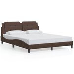 vidaXL Cadre de lit avec lumières LED marron 160x200 cm similicuir