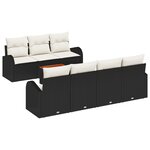 Ensemble de Canapés de Jardin 8 Pièces avec Coussins Noir Poly Rattan Acacia