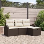 Ensemble de 4 pièces de canapé de jardin avec coussins en rotin poly marron