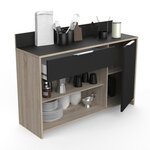 DEMEYERE Buffet de cuisine L 123cm - Décor chene brut et noir - MIKE