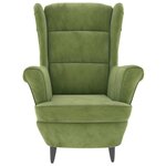 vidaXL Fauteuil à oreilles avec tabouret vert clair velours