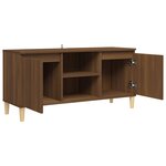 vidaXL Meuble TV avec pieds en bois massif Chêne marron 103 5x35x50 cm