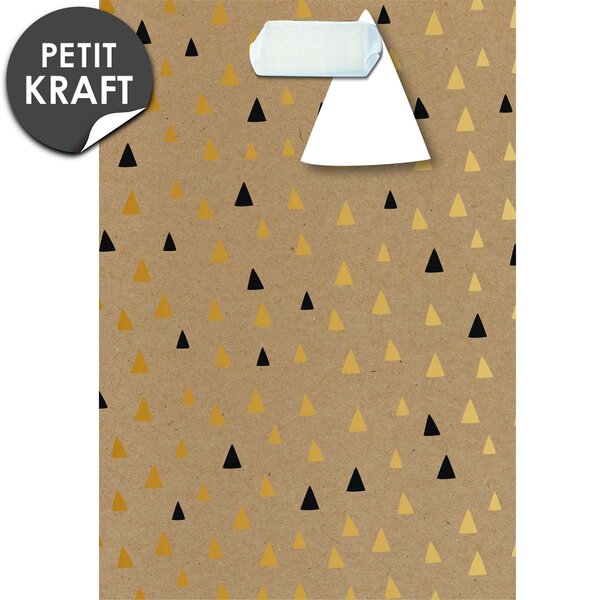Sac cadeau kraft petit format triangles black & go - draeger paris