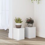 vidaXL Supports pour plantes 2 Pièces blanc 15x15x20 cm bois d'ingénierie