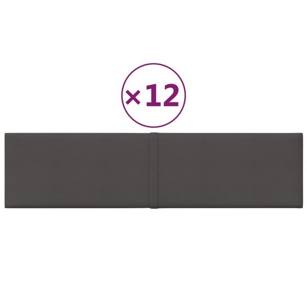 vidaXL Panneaux muraux 12 Pièces Gris foncé 60x15 cm Tissu 1 08 m²