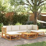 vidaXL Salon de jardin avec coussins 7 Pièces bois massif d'acacia