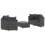 vidaXL Salon de jardin 5 Pièces avec coussins gris résine tressée