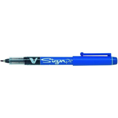 Stylo feutre v sign pen pte moyenne 0 6 mm bleu x 12 pilot