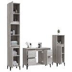 vidaXL Ensemble de meubles de salle de bain 3 Pièces Sonoma gris